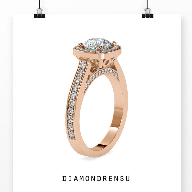 Classic prong setting ring with a dazzling lab grown diamond engagement ring.