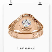 Lab grown diamond engagement ring featuring a round cut and split shank.