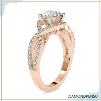 Round brilliant cut diamond ring with a 4 prong engagement ring setting for secure sparkle.