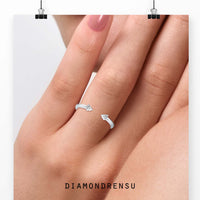 Open cuff wedding band featuring 2 stone Lab Grown Diamond design.