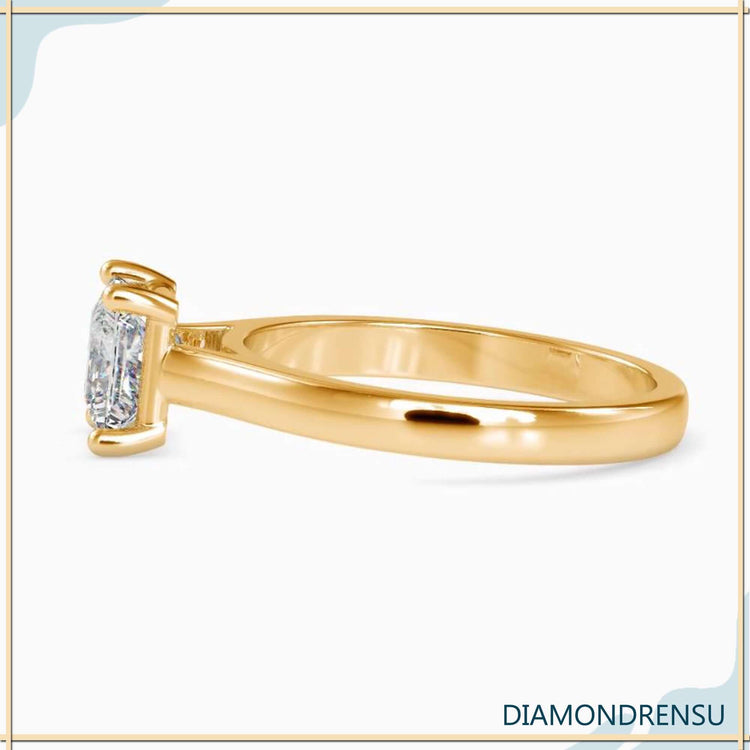 Princess cut engagement ring with an elegant solitaire setting, perfect for modern brides.