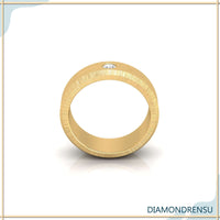 One round diamond men wedding ring with clean edges.