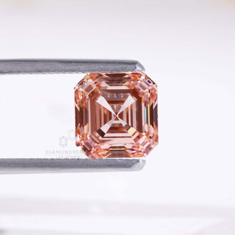 Buy loose lab grown fancy pink Asscher cut diamond.