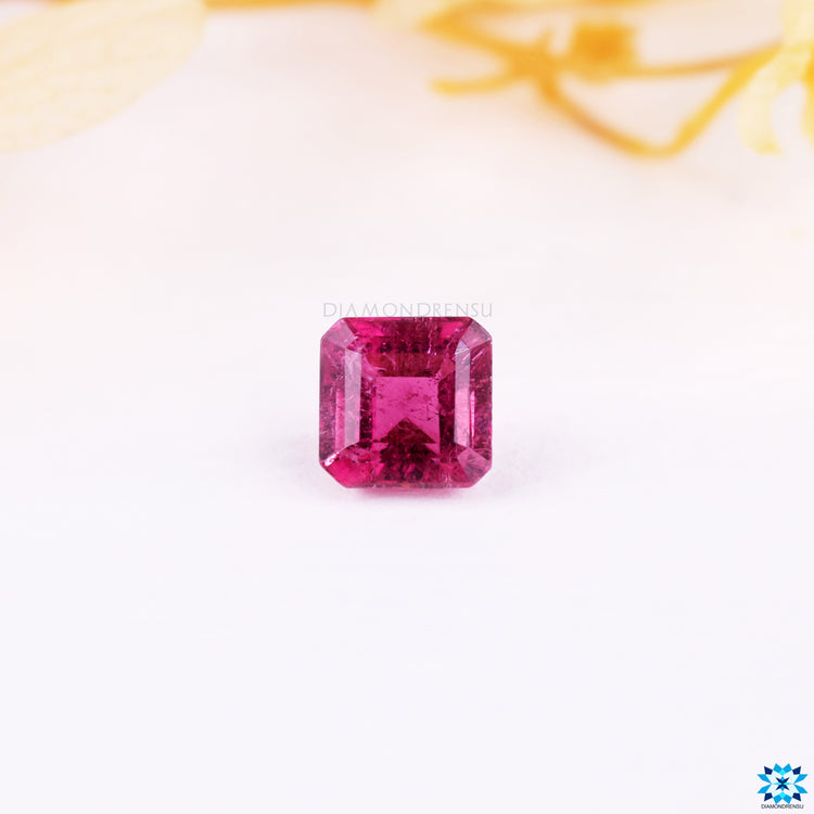 Pink tourmaline gemstone asscher cut 0.87 carat.