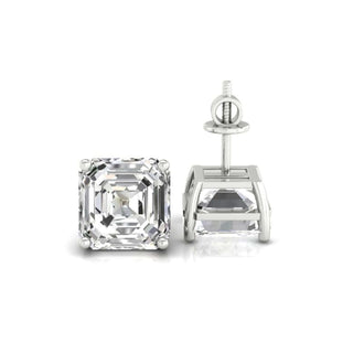 Wedding earrings gold with asscher cut diamonds, designed with handmade details.