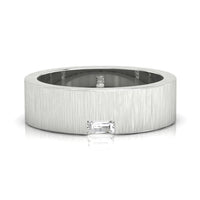 Baguette cut wedding band with a brushed finish for sleek style.