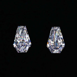 Pair of coffin cut moissanite stones with total carat weight from 0.50 to 4.0.