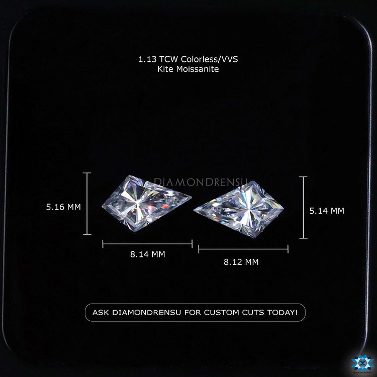 Loose moissanite designed in kite cut moissanite for unique looks.