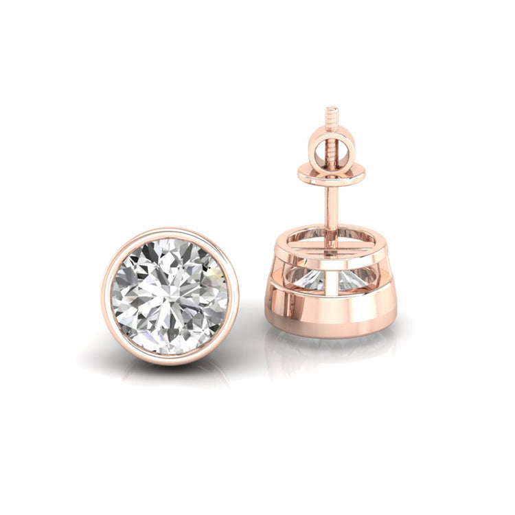Sleek bezel stud earrings featuring Lab Grown Diamond for an eco-friendly touch.
