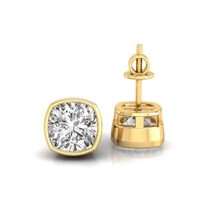 Dazzling wedding earrings stud with cushion cut diamonds, crafted with handmade jewelry expertise.