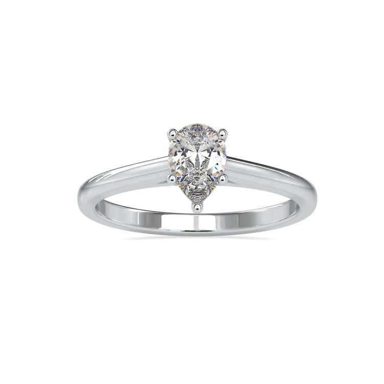 5 prong diamond ring with a pear cut ring design, perfect for a unique engagement look.