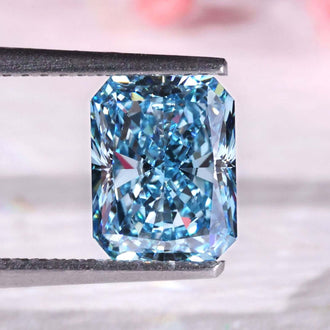 2 carat radiant cut blue diamond loose stone.