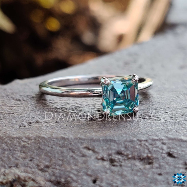 Classic asscher cut moissanite ring for a refined look.