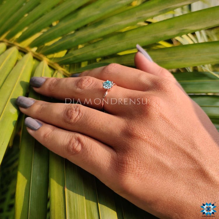 6 prong round engagement ring offering secure and elegant stone placement.