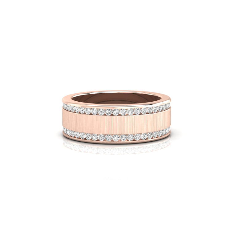 Rose gold men's wedding band with warm color