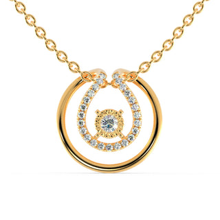 This round pendant offers a classic, timeless design.
