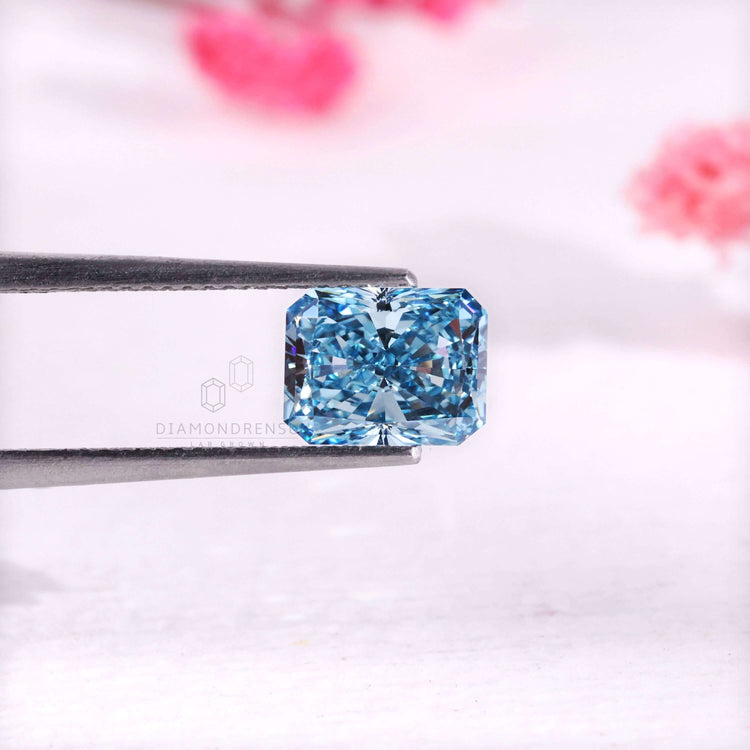 Radiant cut blue diamond 2 carat loose lab grown diamond.