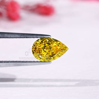 Pear cut yellow diamond 1.5 carat certified.