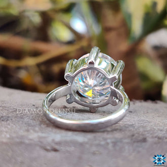 Round moissanite engagement ring with stunning clarity.