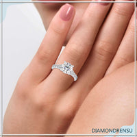 Round cut diamond ring with pave setting, ideal for engagement