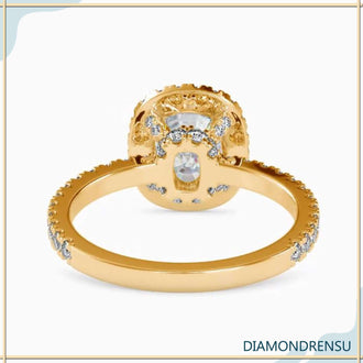 4 prong diamond ring with a cushion cut diamond for timeless elegance.