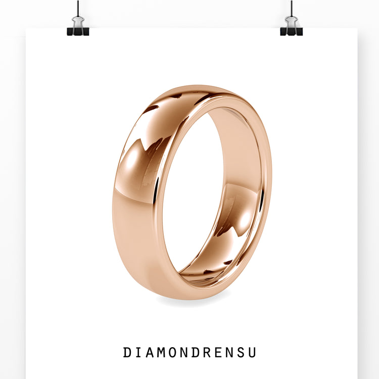 Simple ladies wedding band with a comfort style and stackable design.