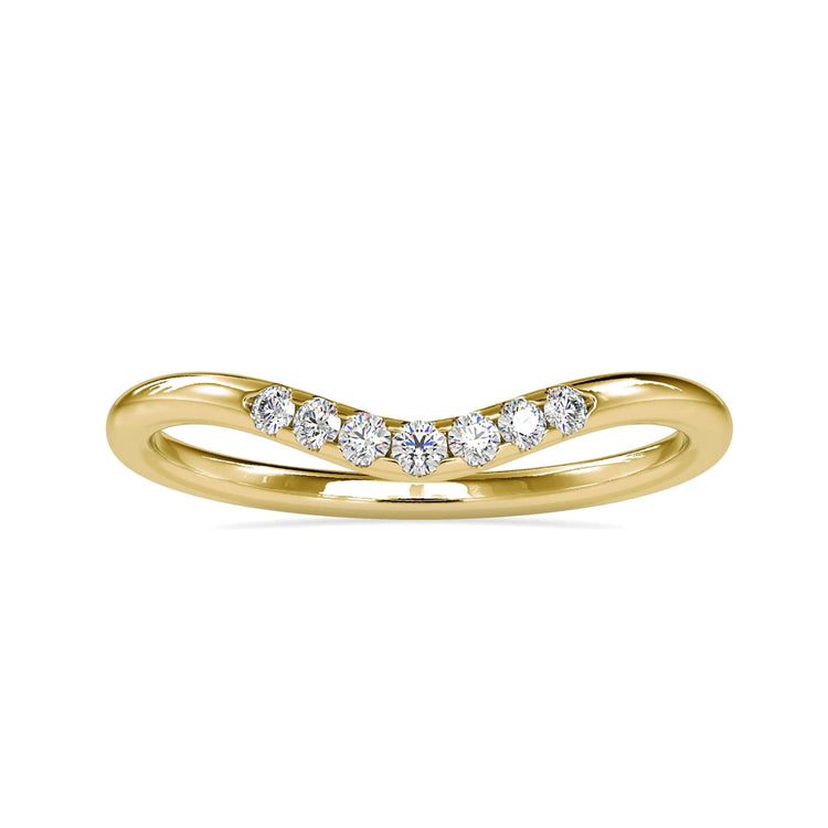 Curved wedding band gold with a contoured design for elegance