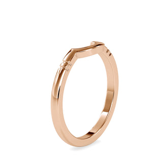 Comfort fit mens wedding band with rose gold detailing