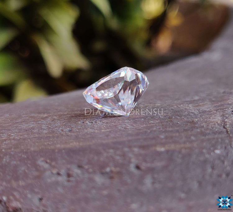 5.18 carat moissanite cushion cut loose stone created for personalized fine jewelry.