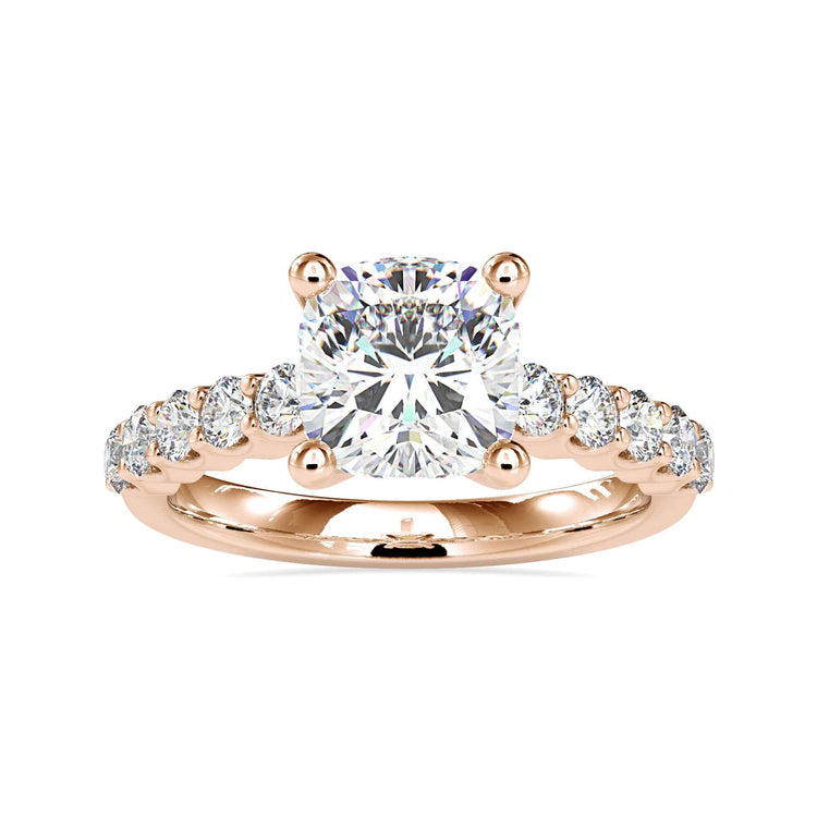 Halo diamond engagement ring with pave band, IGI certified lab-grown diamond