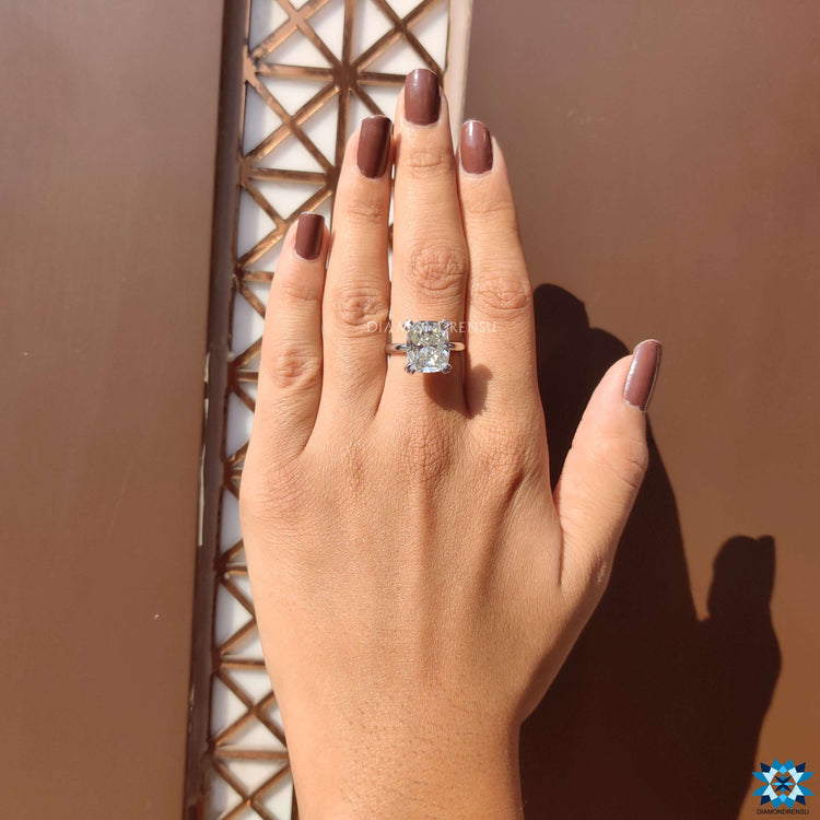 Antique elongated cushion cut crafted for vintage appeal.