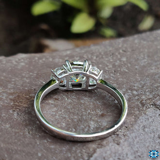 three stone moissanite diamond ring