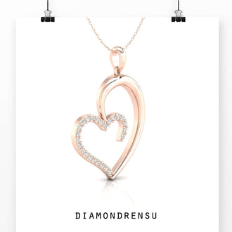 Heart pendant gold with round diamonds, crafted with care and ideal for thoughtful gifting.