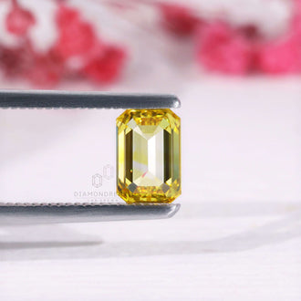 Lab grown yellow diamond emerald cut 1.11 carat.