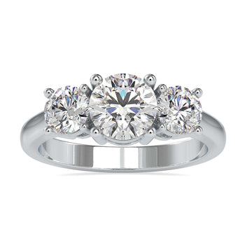 Three stone diamond engagement ring with prong setting, rose gold