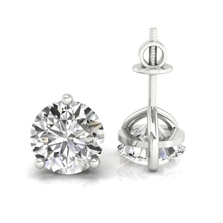 Elegant martini earrings with a classic 3 prong diamond setting, perfect for daily wear.