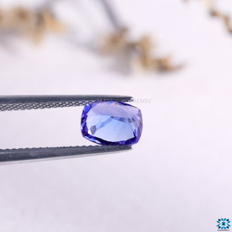 Buy loose gemstones like this Cushion Tanzanite Birthstone, a 1.54 carat natural tanzanite gem for December.