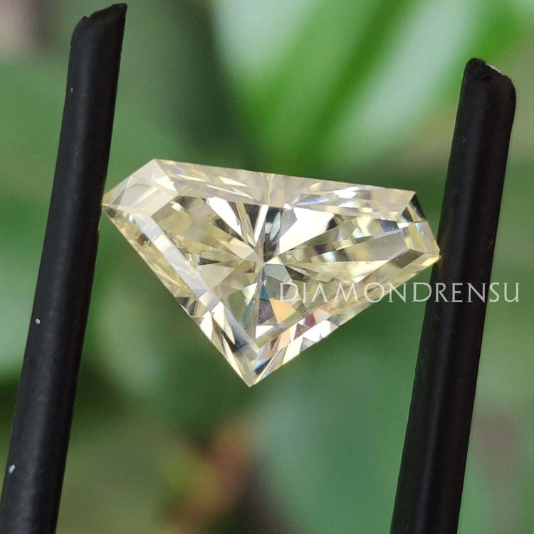 Diamond cut moissanite sparkling with moissanite stone brilliance.