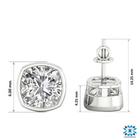 Sophisticated cushion cut diamond earrings studs featuring IGI certified diamonds.