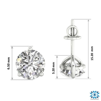 Sophisticated martini diamond stud earrings in a 3 prong setting for a secure fit.