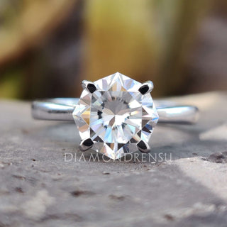 Octagon engagement ring featuring a bold geometric design with Hidden Infinity details.