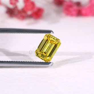 1.11 carat loose lab grown emerald cut diamond.