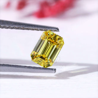 Buy loose emerald cut yellow lab grown diamond.