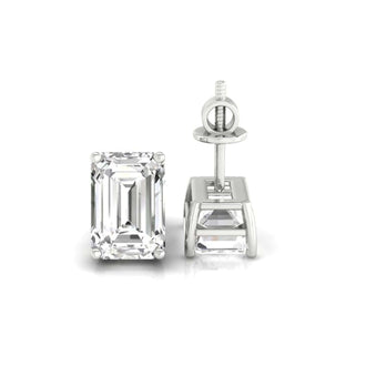 Timeless emerald cut earrings studs, crafted with Lab Grown Diamond for sustainability.