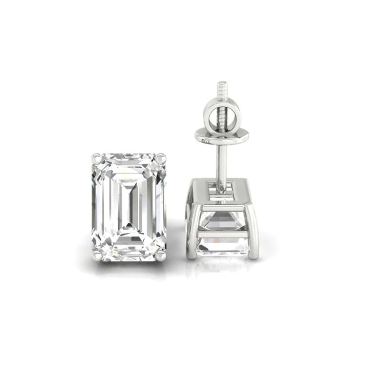 Timeless emerald cut earrings studs, crafted with Lab Grown Diamond for sustainability.
