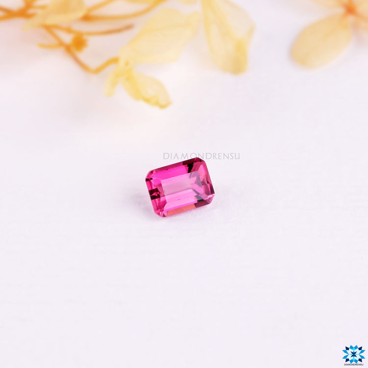 Step cut pink emerald gemstone birthstone of October.