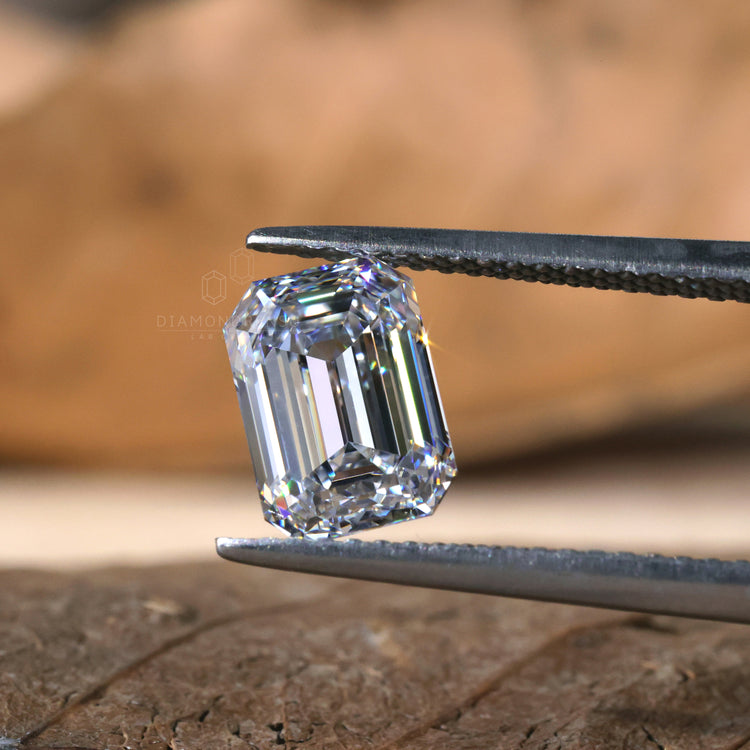 Lab grown diamond loose emerald cut diamond.