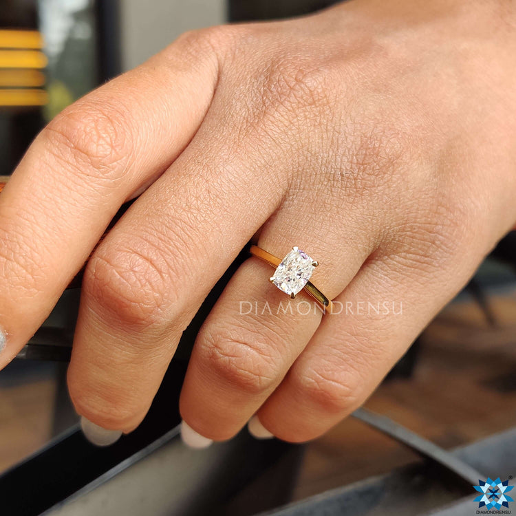 Handmade jewelry featuring an elongated cushion cut design.