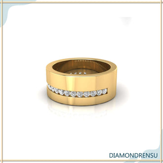 Round diamond band in a half eternity style for everyday wear.