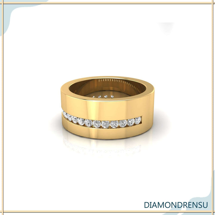 Round diamond band in a half eternity style for everyday wear.